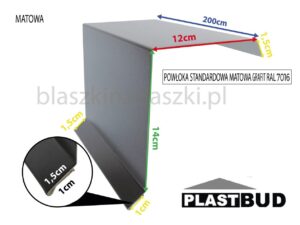 Wiatrownica  Górna Blacha Trapez Rąbek Stojący Ral 7016 Standard Grafit Matowy 12/14 Cm 2 Mb