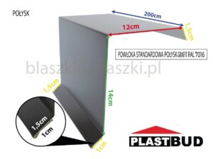Wiatrownica  Górna Blacha Trapez Rąbek Stojący Ral 7016 Standard Grafit Połysk 12/14 Cm 2 Mb