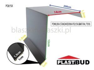 Wiatrownica  Górna Blacha Trapez Rąbek Stojący Ral 7016 Standard Grafit Połysk 14/12 Cm 2 Mb